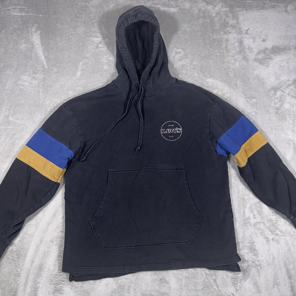 Levi Strauss & Co Navy Blue Hooded Sweatshirt Men's Navy Blue Pullover Medium - Picture 2 of 10